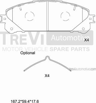 Trevi Automotive PF1465 - Тормозные колодки, дисковые, комплект autosila-amz.com