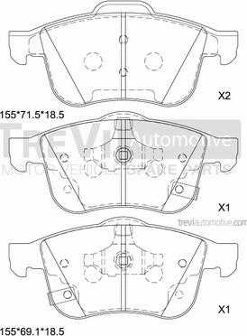 Trevi Automotive PF1460 - Тормозные колодки, дисковые, комплект autosila-amz.com