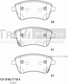 Trevi Automotive PF1461 - Тормозные колодки, дисковые, комплект autosila-amz.com