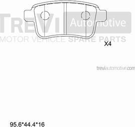 Trevi Automotive PF1409 - Тормозные колодки, дисковые, комплект autosila-amz.com