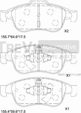 Trevi Automotive PF1403 - Тормозные колодки, дисковые, комплект autosila-amz.com