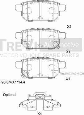 Trevi Automotive PF1486 - Тормозные колодки, дисковые, комплект autosila-amz.com