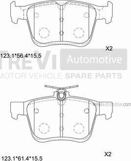 Trevi Automotive PF1488 - Тормозные колодки, дисковые, комплект autosila-amz.com