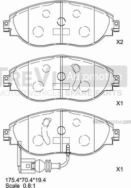 Trevi Automotive PF1483 - Тормозные колодки, дисковые, комплект autosila-amz.com