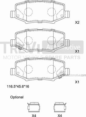 Trevi Automotive PF1434 - Тормозные колодки, дисковые, комплект autosila-amz.com