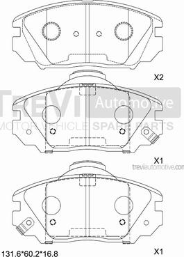 Trevi Automotive PF1436 - Тормозные колодки, дисковые, комплект autosila-amz.com