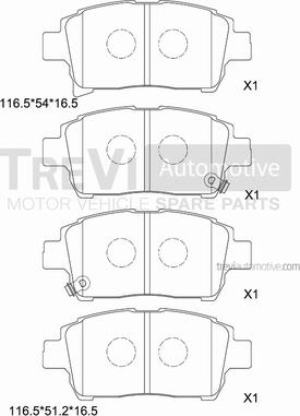 Trevi Automotive PF1431 - Тормозные колодки, дисковые, комплект autosila-amz.com