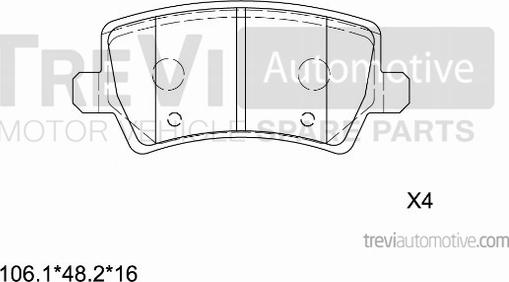 Trevi Automotive PF1432 - Тормозные колодки, дисковые, комплект autosila-amz.com