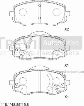 Trevi Automotive PF1429 - Тормозные колодки, дисковые, комплект autosila-amz.com