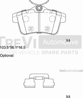 Trevi Automotive PF1424 - Тормозные колодки, дисковые, комплект autosila-amz.com