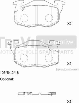 Trevi Automotive PF1476 - Тормозные колодки, дисковые, комплект autosila-amz.com