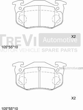 Trevi Automotive PF1599 - Тормозные колодки, дисковые, комплект autosila-amz.com