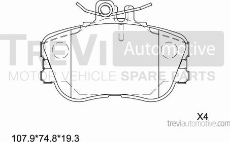 Trevi Automotive PF1592 - Тормозные колодки, дисковые, комплект autosila-amz.com