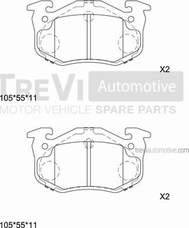 Trevi Automotive PF1546 - Тормозные колодки, дисковые, комплект autosila-amz.com