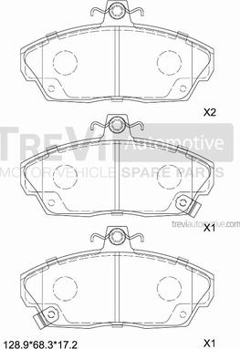 Trevi Automotive PF1556 - Тормозные колодки, дисковые, комплект autosila-amz.com