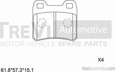 Trevi Automotive PF1550 - Тормозные колодки, дисковые, комплект autosila-amz.com