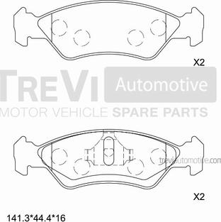 Trevi Automotive PF1552 - Тормозные колодки, дисковые, комплект autosila-amz.com