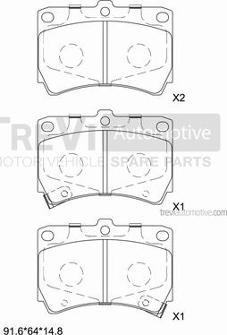 Trevi Automotive PF1569 - Тормозные колодки, дисковые, комплект autosila-amz.com