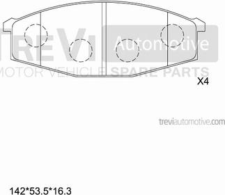 Trevi Automotive PF1560 - Тормозные колодки, дисковые, комплект autosila-amz.com