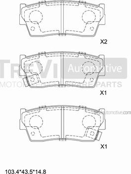 Trevi Automotive PF1568 - Тормозные колодки, дисковые, комплект autosila-amz.com