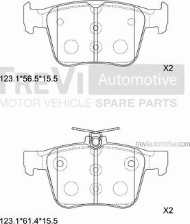 Trevi Automotive PF1516 - Тормозные колодки, дисковые, комплект autosila-amz.com