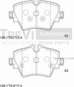 Trevi Automotive PF1513 - Тормозные колодки, дисковые, комплект autosila-amz.com