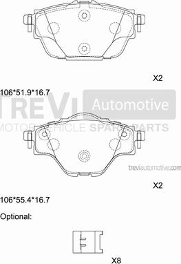 Trevi Automotive PF1522 - Тормозные колодки, дисковые, комплект autosila-amz.com