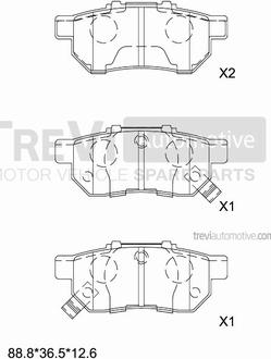 Trevi Automotive PF1579 - Тормозные колодки, дисковые, комплект autosila-amz.com