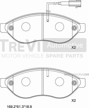 Trevi Automotive PF1649 - Тормозные колодки, дисковые, комплект autosila-amz.com