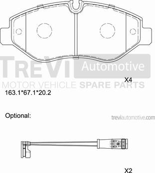 Trevi Automotive PF1659 - Тормозные колодки, дисковые, комплект autosila-amz.com