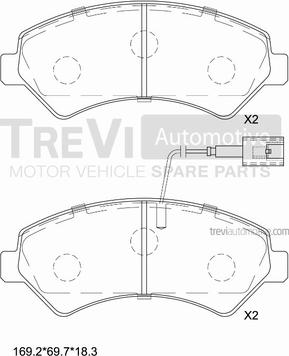 Trevi Automotive PF1650 - Тормозные колодки, дисковые, комплект autosila-amz.com