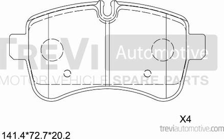 Trevi Automotive PF1657 - Тормозные колодки, дисковые, комплект autosila-amz.com