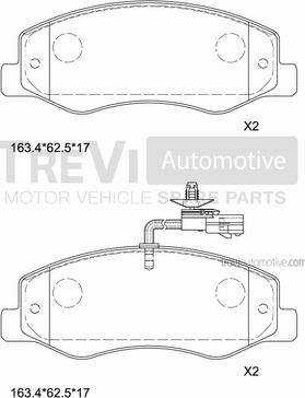 Trevi Automotive PF1669 - Тормозные колодки, дисковые, комплект autosila-amz.com