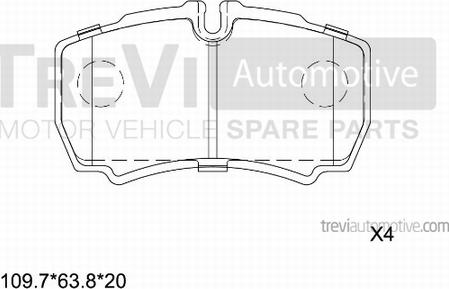 Trevi Automotive PF1661 - Тормозные колодки, дисковые, комплект autosila-amz.com