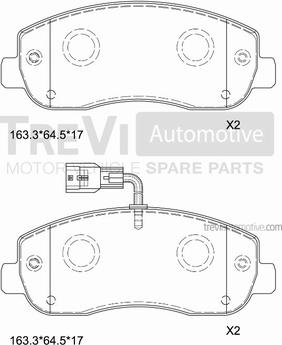 Trevi Automotive PF1667 - Тормозные колодки, дисковые, комплект autosila-amz.com