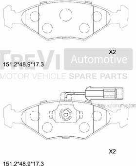 Trevi Automotive PF1602 - Тормозные колодки, дисковые, комплект autosila-amz.com