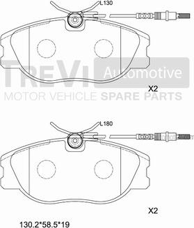 Trevi Automotive PF1614 - Тормозные колодки, дисковые, комплект autosila-amz.com