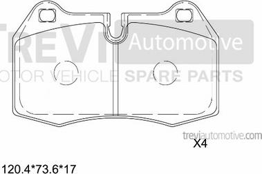 Trevi Automotive PF1616 - Тормозные колодки, дисковые, комплект autosila-amz.com