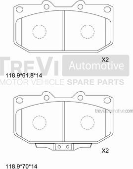 Trevi Automotive PF1613 - Тормозные колодки, дисковые, комплект autosila-amz.com