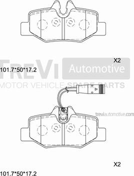 Trevi Automotive PF1632 - Тормозные колодки, дисковые, комплект autosila-amz.com
