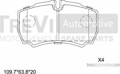 Trevi Automotive PF1624 - Тормозные колодки, дисковые, комплект autosila-amz.com