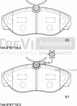 Trevi Automotive PF1679 - Тормозные колодки, дисковые, комплект autosila-amz.com