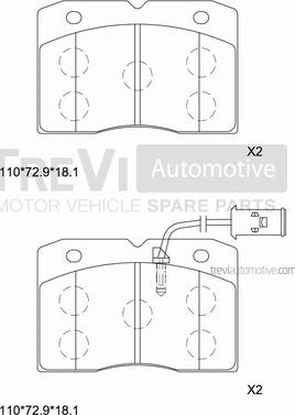 Trevi Automotive PF1678 - Тормозные колодки, дисковые, комплект autosila-amz.com