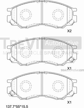 Trevi Automotive PF1098 - Тормозные колодки, дисковые, комплект autosila-amz.com