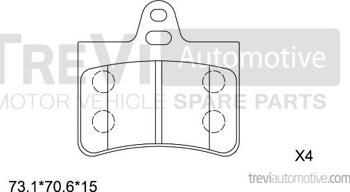 Trevi Automotive PF1092 - Тормозные колодки, дисковые, комплект autosila-amz.com