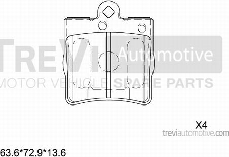 Trevi Automotive PF1059 - Тормозные колодки, дисковые, комплект autosila-amz.com