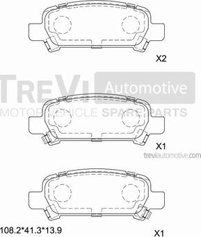 Trevi Automotive PF1069 - Тормозные колодки, дисковые, комплект autosila-amz.com