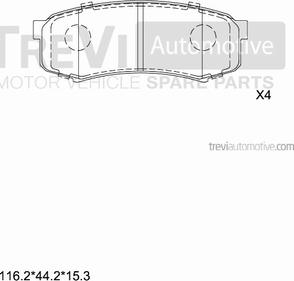 Trevi Automotive PF1007 - Тормозные колодки, дисковые, комплект autosila-amz.com