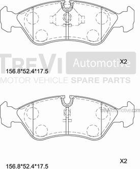 Trevi Automotive PF1016 - Тормозные колодки, дисковые, комплект autosila-amz.com