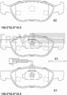 Trevi Automotive PF1012 - Тормозные колодки, дисковые, комплект autosila-amz.com